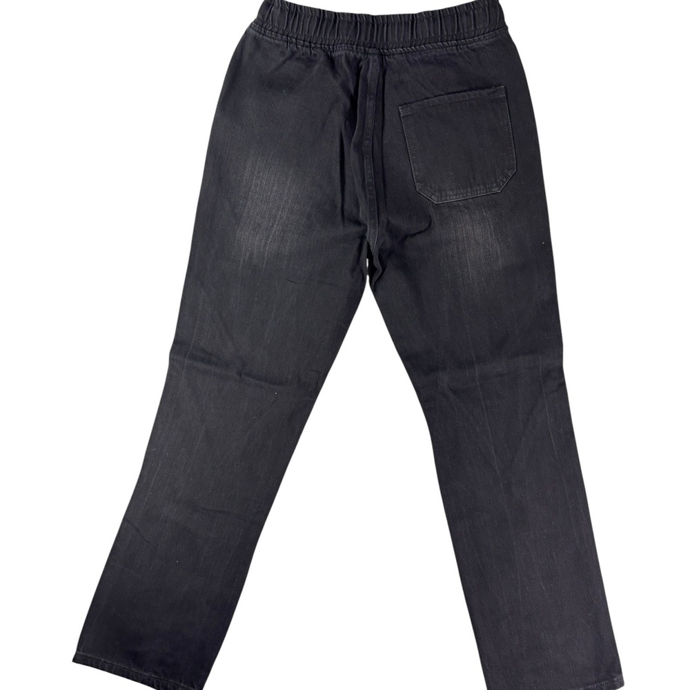 Watson Baggy Fit Jeans Mens 32 Black Distressed Denim Drawstring Waist Straight